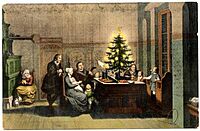 Abb.: Dr. Martin Luther im Kreise seiner Familie zu Wittenberg am Christabend 1536; Carl August Schwerdgeburth (Dresden 1785 – Weimar 1878), Stahlstich