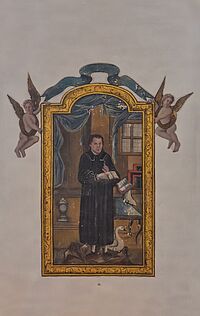 Darstellung Luthers mit dem Schwan in der protestantischen Kirche in Gommersheim, 1730. Foto: Zentralarchiv der Ev. Kirche der Pfalz Abt. 154 Nr. 3031_5.